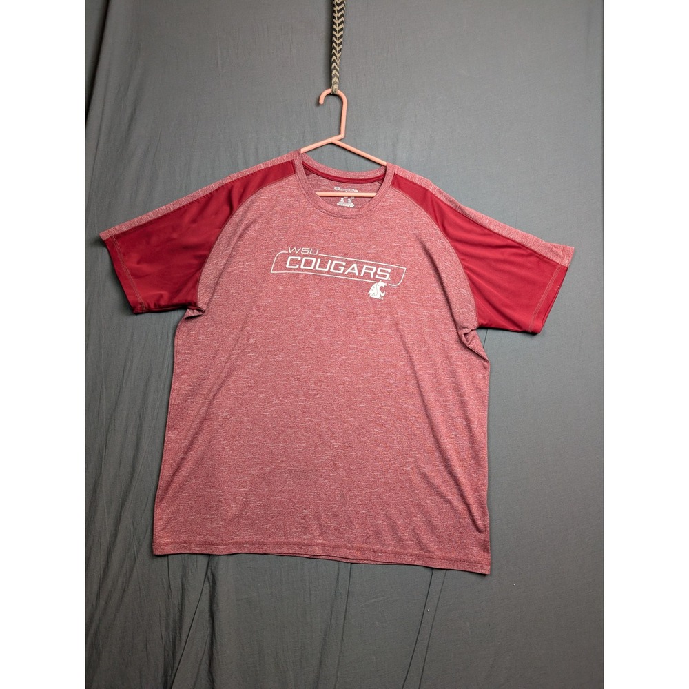 Champion Elite WSU Cougars Mens 2XL Heather Red‎ Performance T-Shirt Raglan Tee